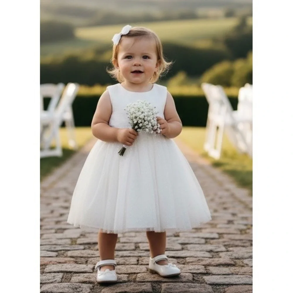 Nanette Baby Silver White Girls Dress Size 18‎ Months 18m Formal Summer Wedding